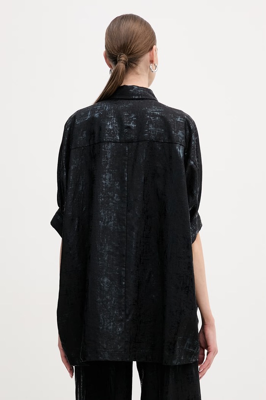 Odzież Silvian Heach bluzka z dodatkiem lnu SILIA GPP26054CA czarny