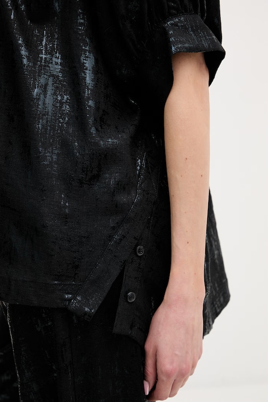 Majica z dodatkom lana Silvian Heach SILIA GPP26054CA črna