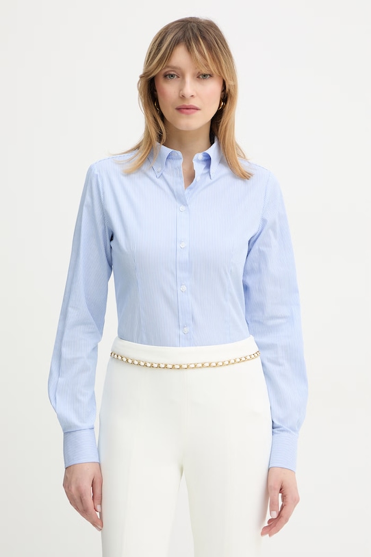 Silvian Heach koszula bawełniana CALENI wzorzyste niebieski GPP26167CA