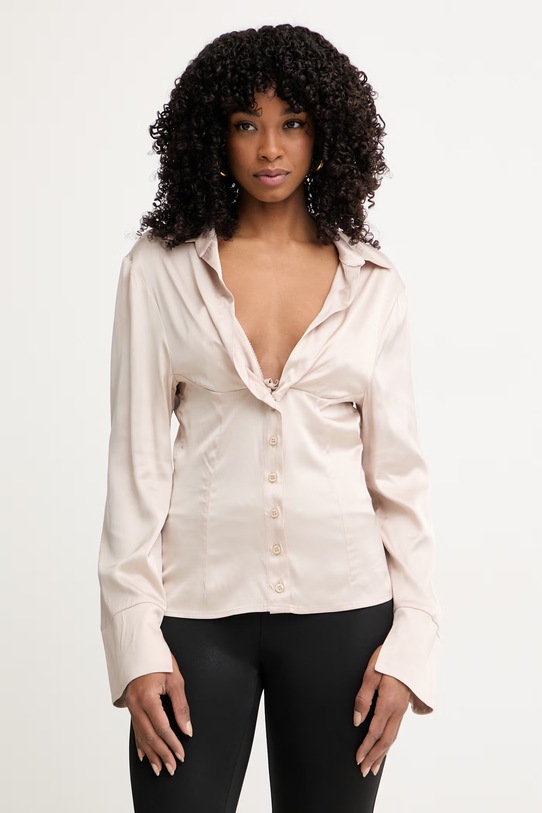 Silvian Heach košile dámská s viskózou SANAGE béžová CVP26034CA