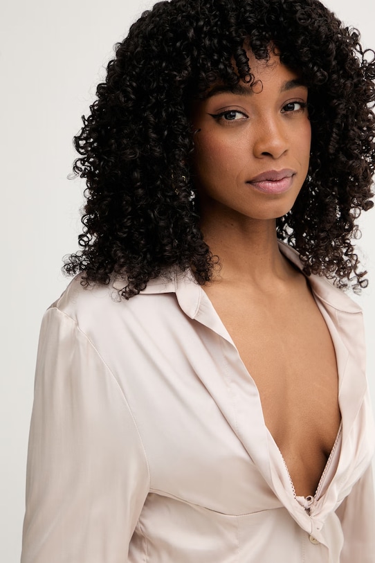 Silvian Heach košile dámská s viskózou SANAGE béžová CVP26034CA