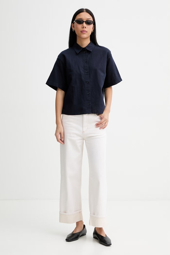 Marc O'Polo safari košile dámská se lnem 5000009839 námořnická modř ZS26