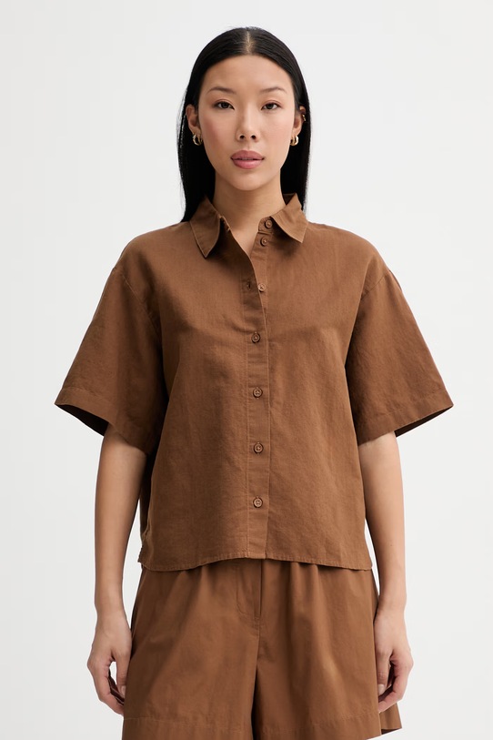 Marc O'Polo safari košile dámská se lnem hnědá 5000009839