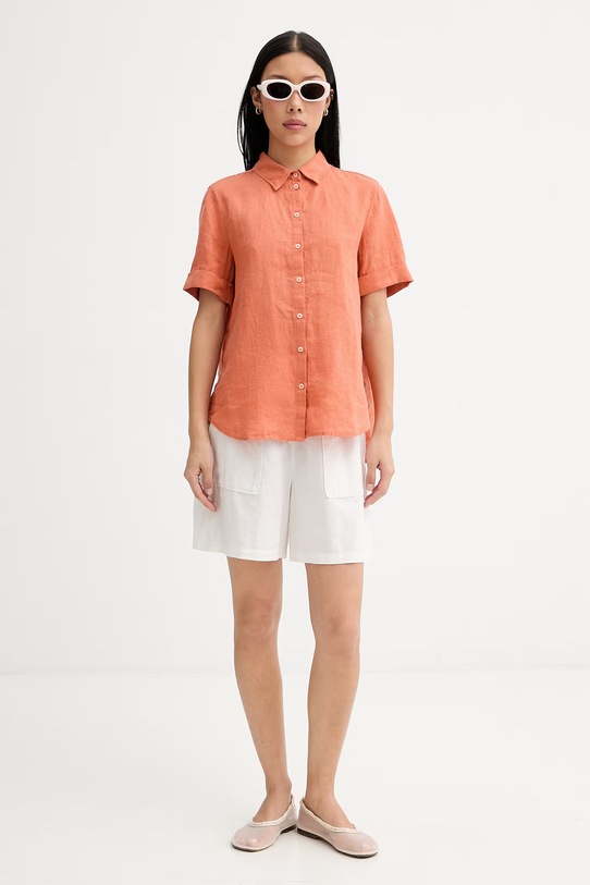 Marc O'Polo košeľa safari dámska ľanová 5000014553 oranžová ZS26