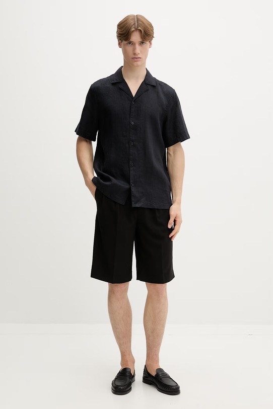 Marc O'Polo koszula męska lniana 5000013939 czarny ZS26