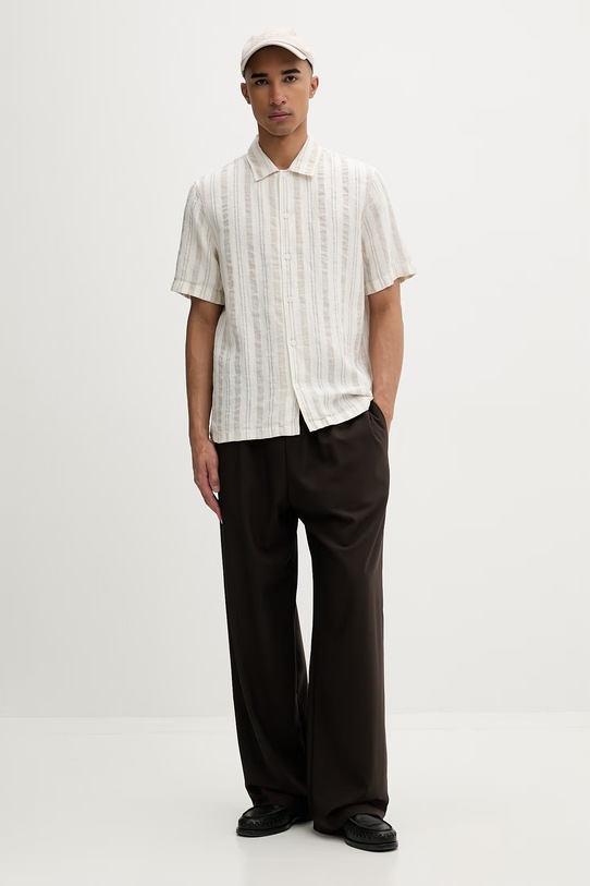 Marc O'Polo koszula męska z lnem 5000013940 beżowy ZS26