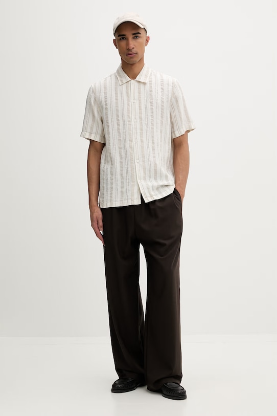 Marc O'Polo koszula męska z lnem 5000013940 beżowy ZS26