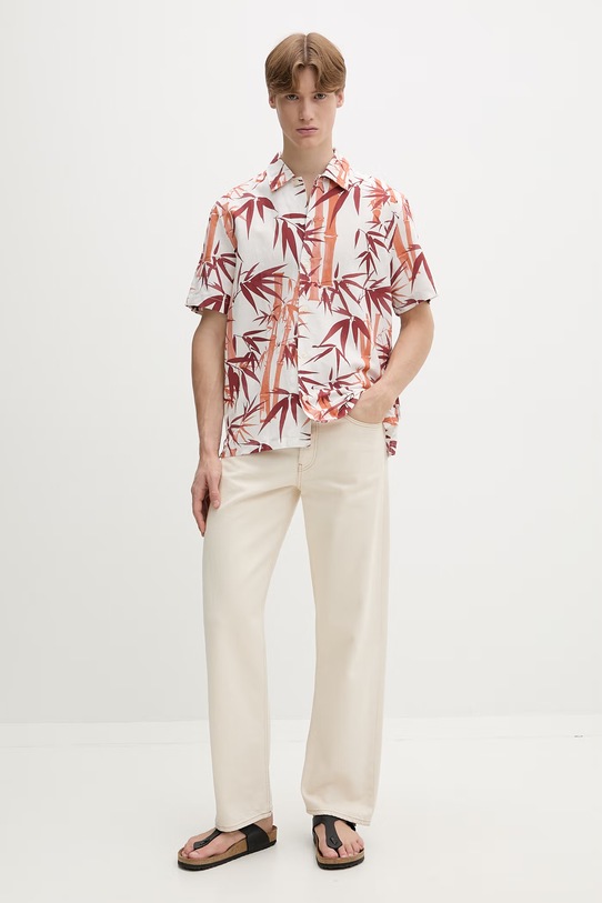 Marc O'Polo koszula męska z dodatkiem lnu 5000013943 biały ZS26