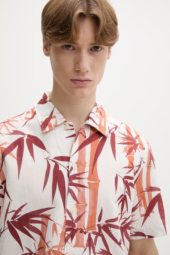 Marc O'Polo koszula męska z dodatkiem lnu biały 5000013943