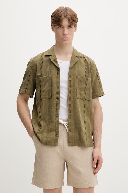 Marc O'Polo πουκάμισο ανδρικό βαμβακερό πράσινο 5000013945