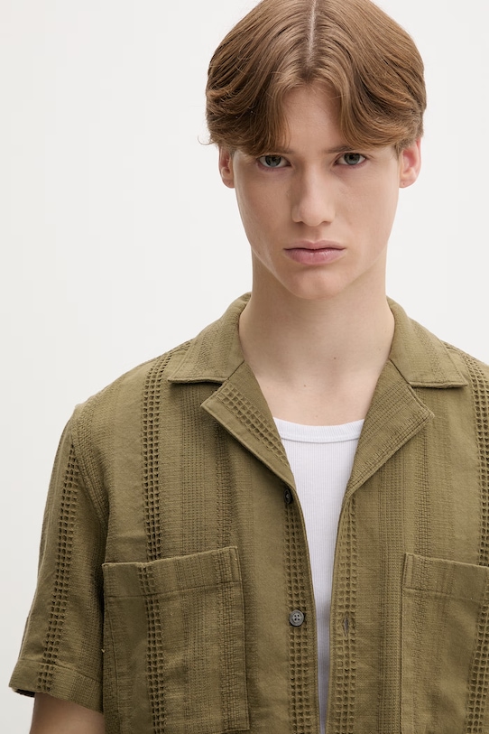 Marc O'Polo πουκάμισο ανδρικό βαμβακερό πράσινο 5000013945