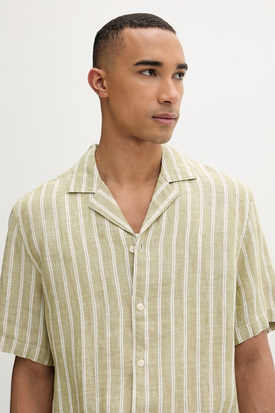 Marc O'Polo koszula męska z lnem zielony 5000013947