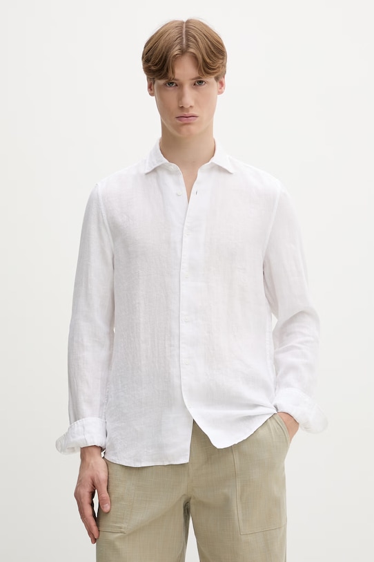 Marc O'Polo πουκάμισο ανδρικό λινό λευκό 5000013949
