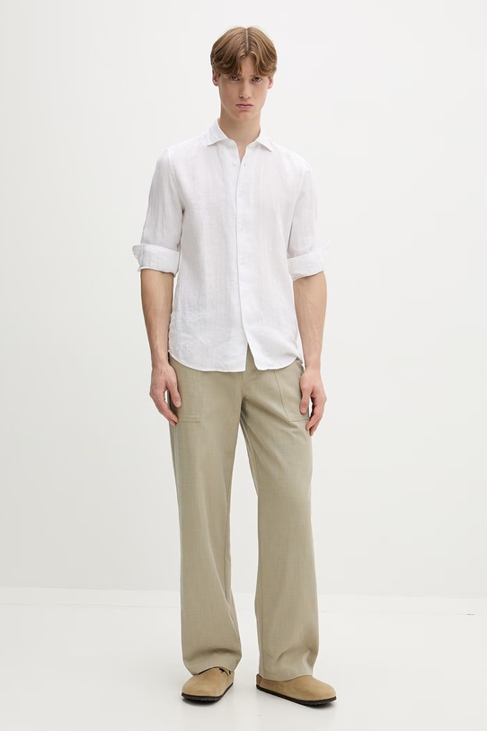 Marc O'Polo πουκάμισο ανδρικό λινό 5000013949 λευκό ZS26