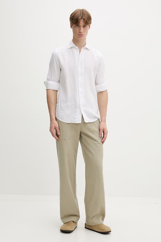 Marc O'Polo πουκάμισο ανδρικό λινό 5000013949 λευκό ZS26