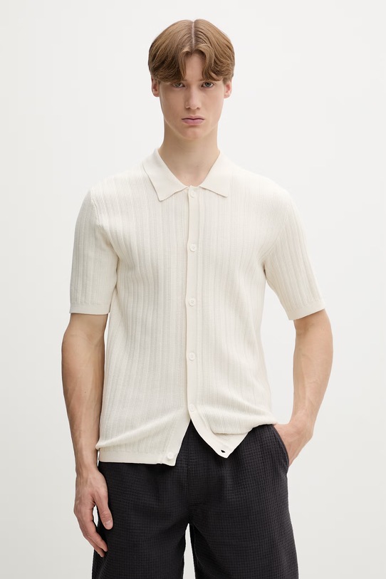 Marc O'Polo koszula męska bawełniana beżowy 5000013996