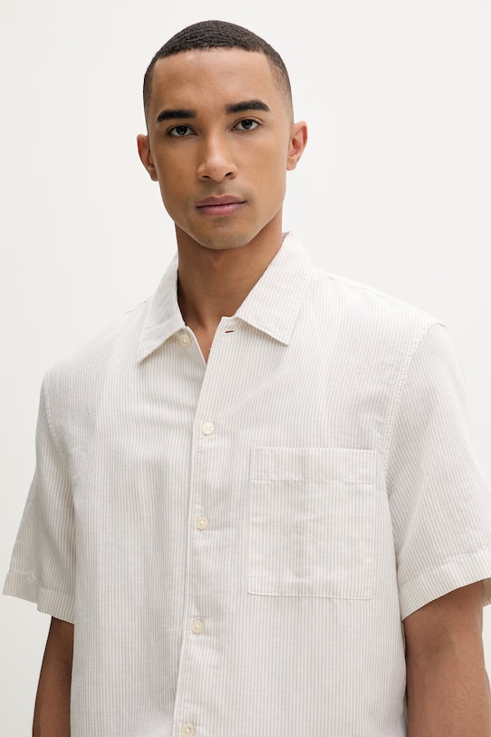Marc O'Polo koszula męska z lnu beżowy 5000013946