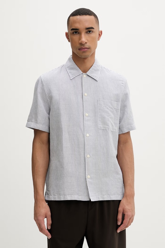 Marc O'Polo Πουκάμισο ανδρικό με λινό μπλε 5000013946