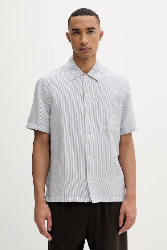 Marc O'Polo Πουκάμισο ανδρικό με λινό μπλε 5000013946