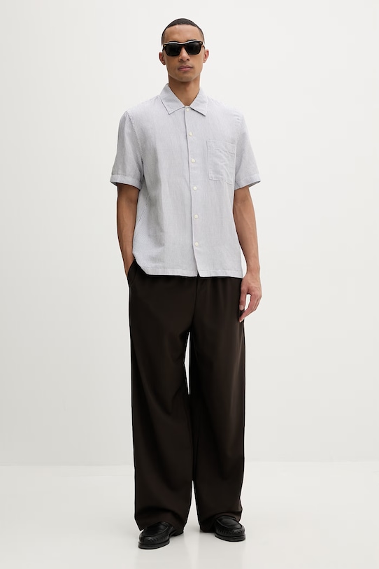 Marc O'Polo Πουκάμισο ανδρικό με λινό 5000013946 μπλε ZS26