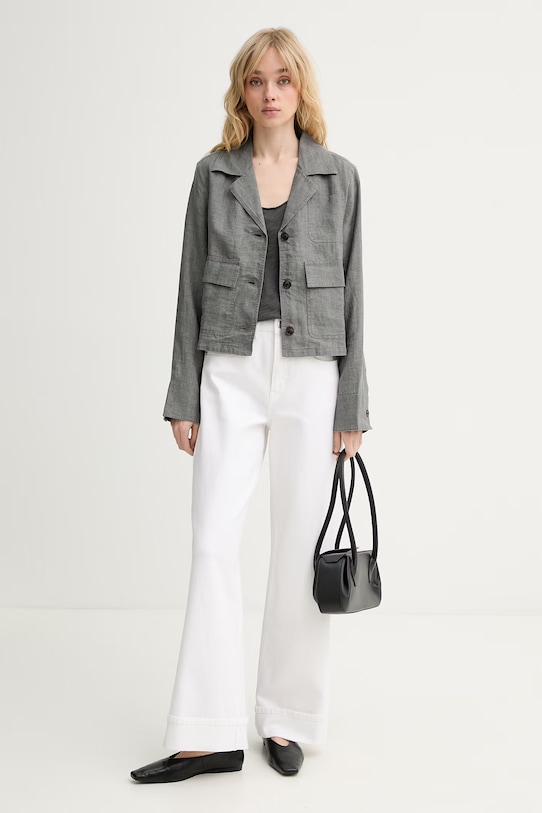 Marc O'Polo koszula damska lniana 5000014941 szary ZS26