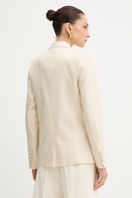Odzież Silvian Heach marynarka jednorzędowa damska lniana PILLIK GPP26062GC beżowy