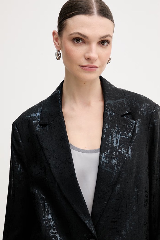 Silvian Heach marynarka z dodatkiem lnu KHUTLO czarny GPP26050GC