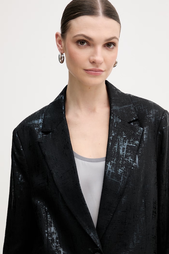 Sako s dodatkom lana Silvian Heach KHUTLO crna GPP26050GC