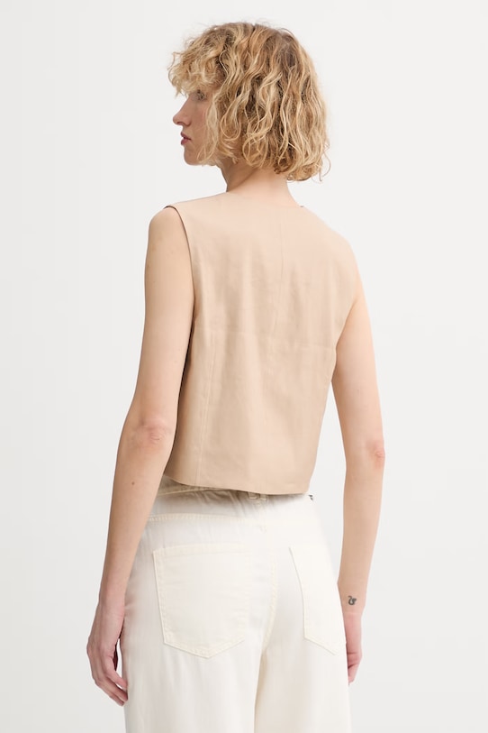 Oblečenie Marc O'Polo vesta dámska s ľanom 5000014052 béžová