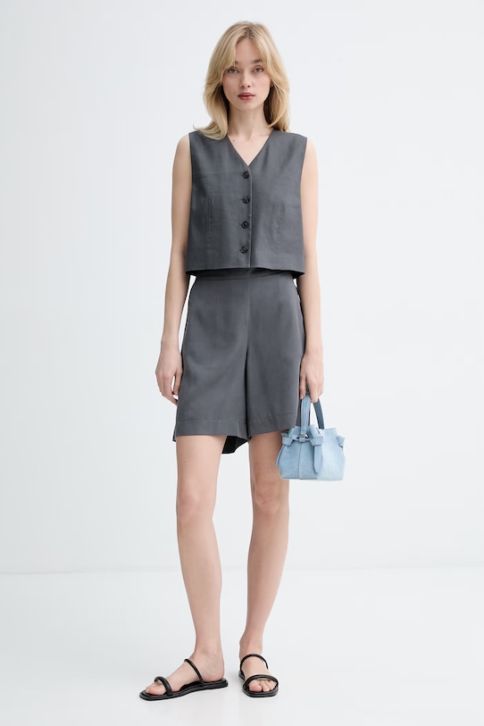 Marc O'Polo Γιλέκο γυναικείο με λινό 5000014052 γκρί ZS26