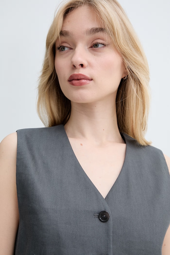 Marc O'Polo Γιλέκο γυναικείο με λινό γκρί 5000014052