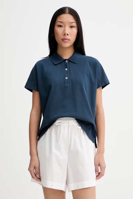 Marc O'Polo πόλο γυναικείο με βαμβάκι σκούρο μπλε 5000014127