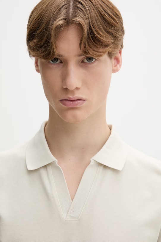 Marc O'Polo polo męskie bawełniane beżowy 5000013978