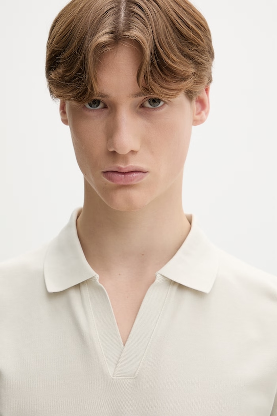 Marc O'Polo polo męskie bawełniane beżowy 5000013978