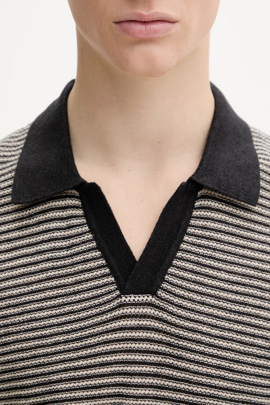 Marc O'Polo polo męskie z lnu 5000013989 czarny