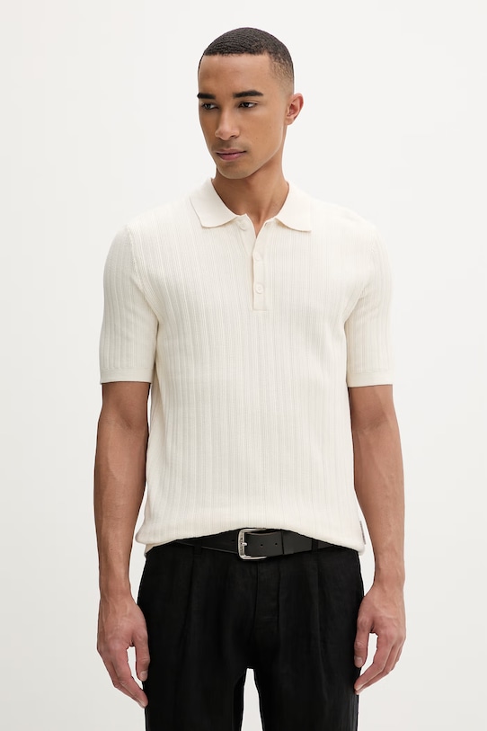 Marc O'Polo polo męskie bawełniane beżowy 5000013990