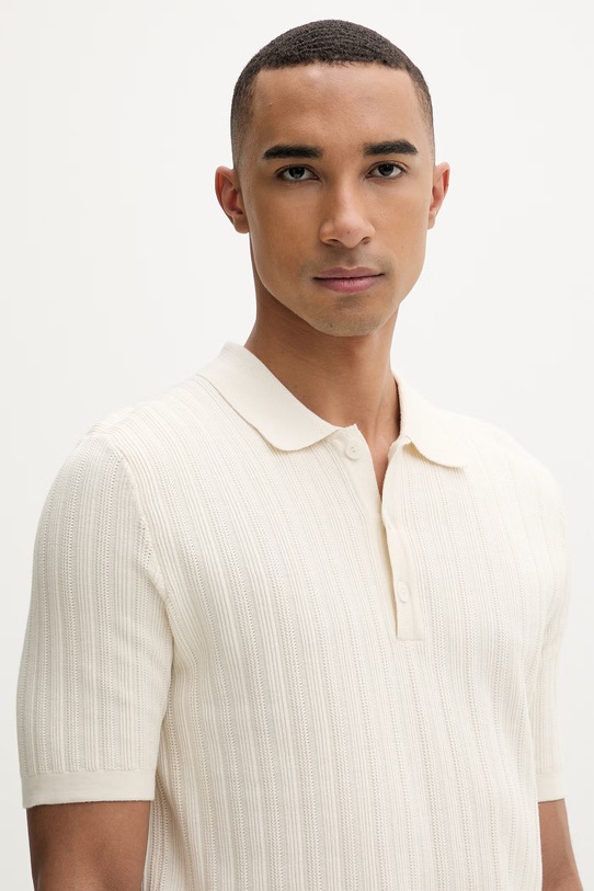 Marc O'Polo polo męskie bawełniane beżowy 5000013990