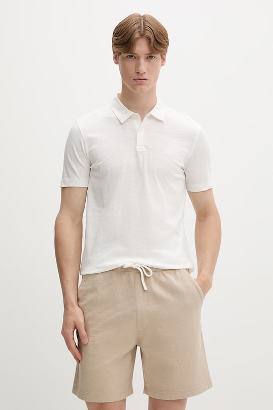 Marc O'Polo polo męskie bawełniane beżowy 5000013986