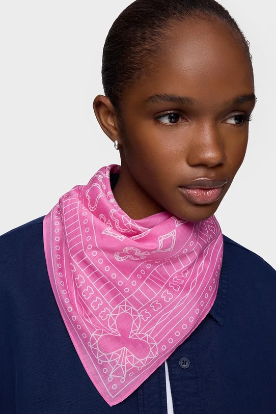 Tous apaszka z jedwabiem All In różowy 2002377413