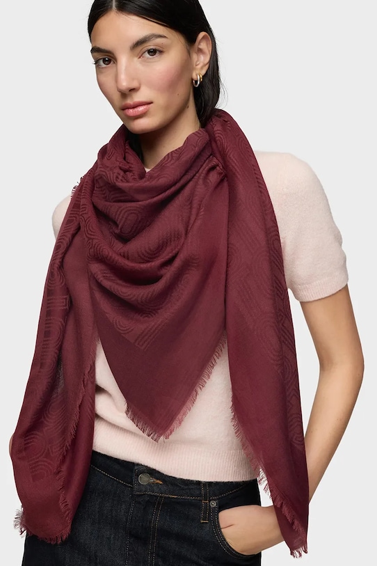 Kiegészítők Tous sál kasmírkeverékből 2002378421 burgundia