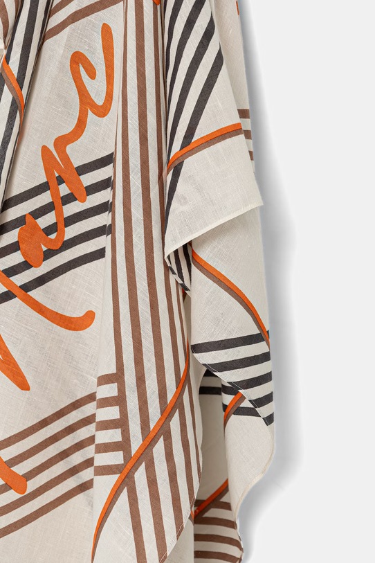 Akcesoria Marc O'Polo szal damski z dodatkiem lnu 5000014164 brązowy