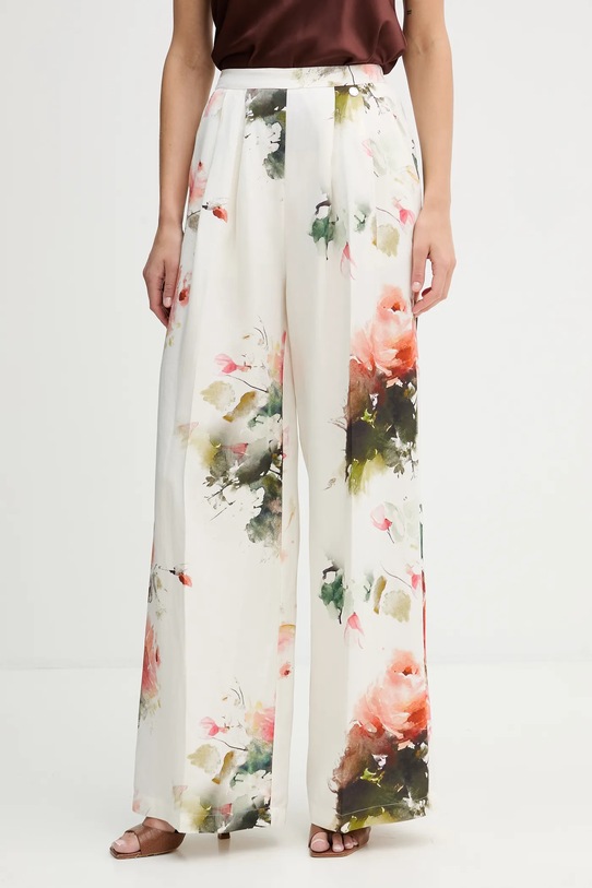 Silvian Heach spodnie z dodatkiem lnu ALORI high beżowy GPP26052PA