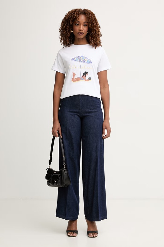 Silvian Heach wide leg džíny dámské PAIFA GPP26009PA námořnická modř ZS26