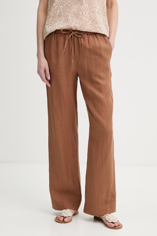 Marc O'Polo spodnie damskie bawełniane brązowy 5000014490
