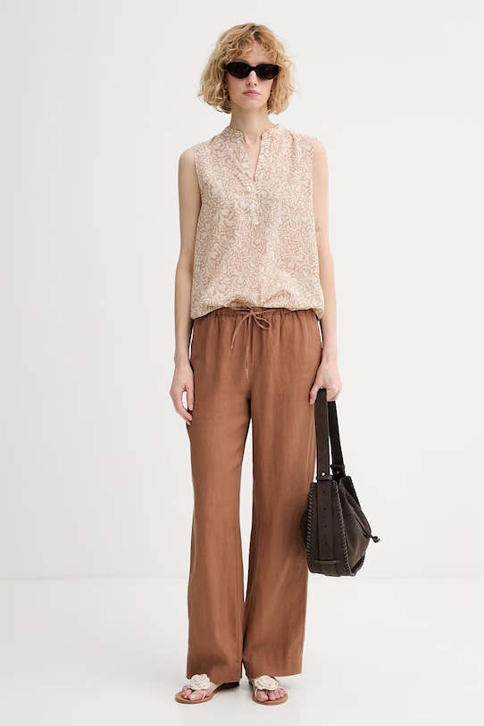 Marc O'Polo spodnie damskie bawełniane 5000014490 brązowy ZS26