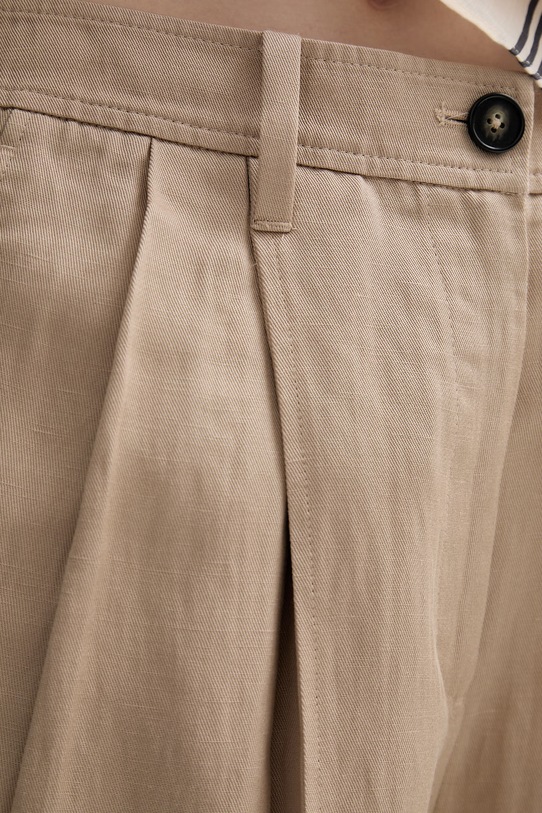 Marc O'Polo spodnie damskie z dodatkiem lnu beżowy 5000014070