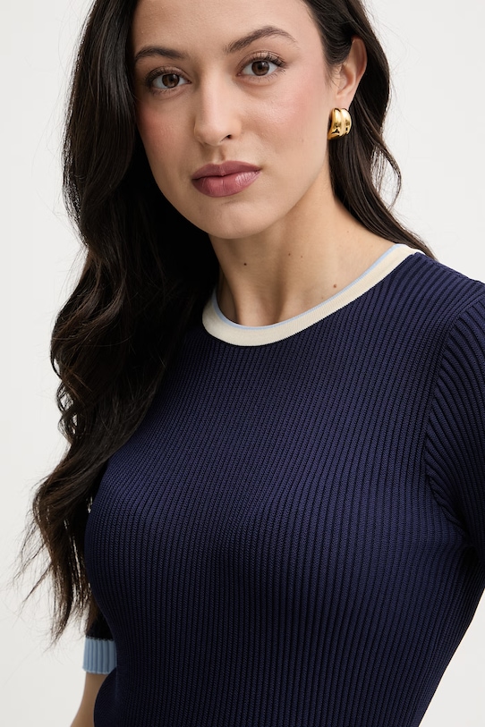 Silvian Heach sukienka sweterkowa z wiskozy ALLANDI granatowy GPP26495VE