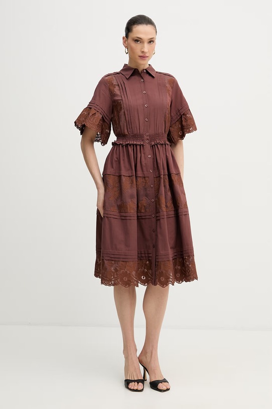 Silvian Heach sukienka letnia FISIA brązowy GPP26296VE