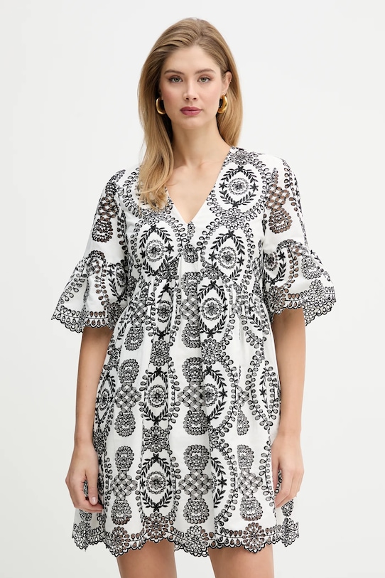 Silvian Heach sukienka bawełniana INARA casual biały GPP26472VE