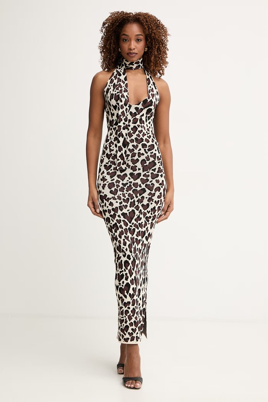 Silvian Heach šaty s viskózou BOTTISI hnedá CVP26010VE